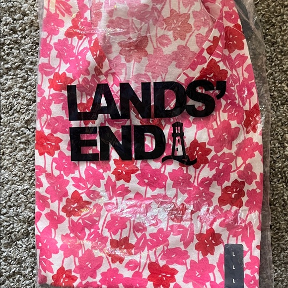 Lands' End Tops - Lands' End Pink Floral Short Sleeve Tee